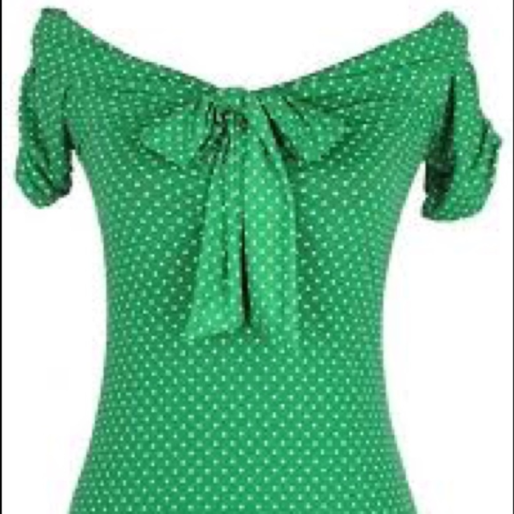 NWOT Pinky Pinups green polka dot rockabilly top